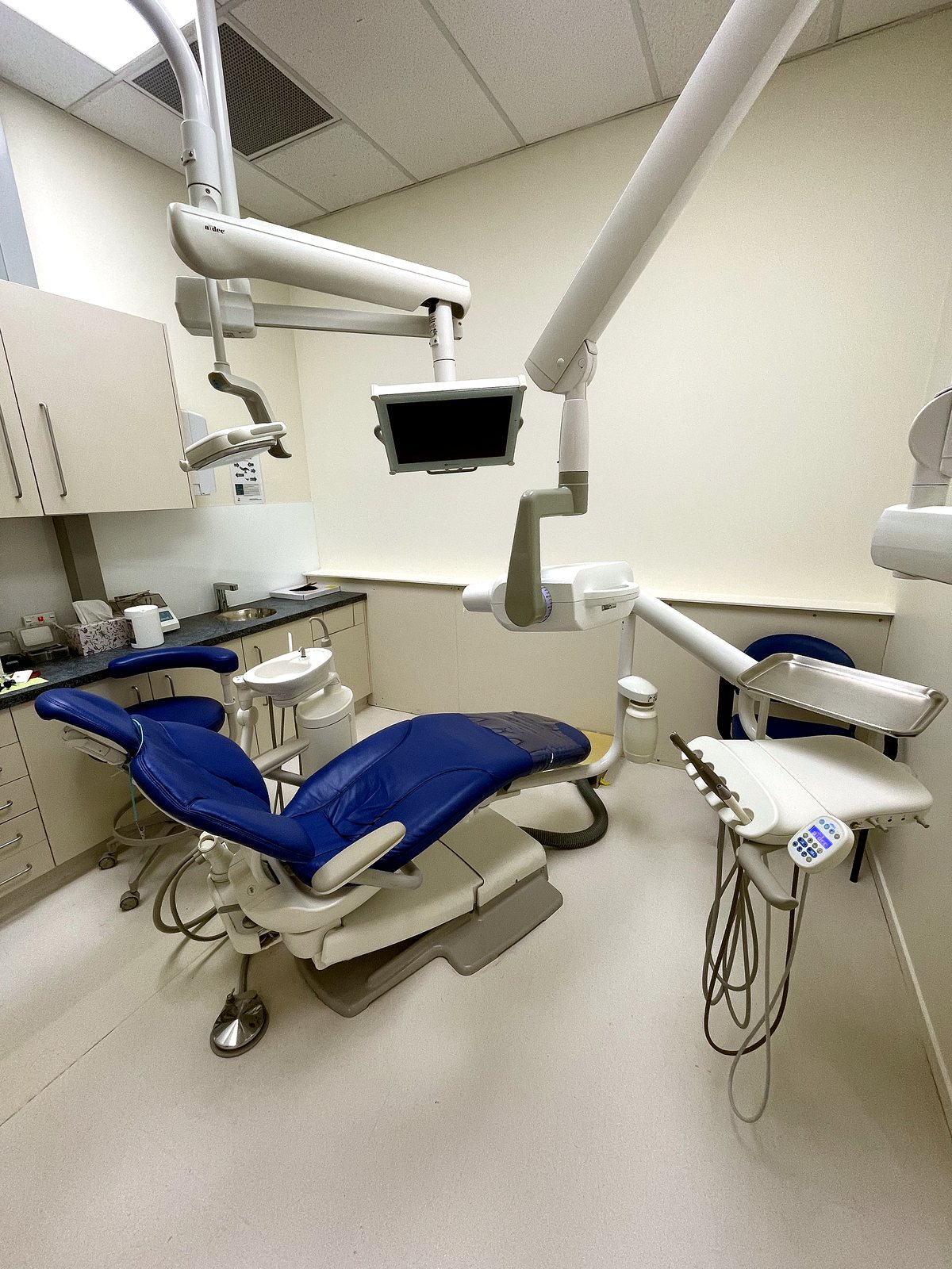 A bright, tidy Supertooth treatment room ready for the next patient