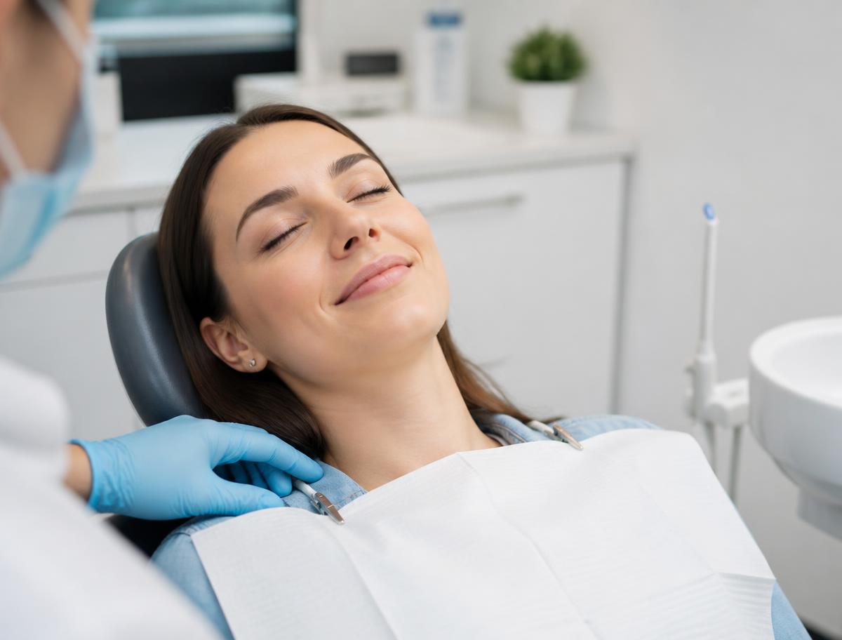 A calm patient being reassured before treatment